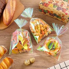 Cellophane Bags, 100 Pcs 6×10 Inches Clear Treat Bags with Iridescent Pink