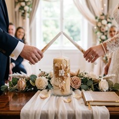 Unity Candle Set for Wedding Ceremony – 6” Pillar & 10” Taper Candles – Long …