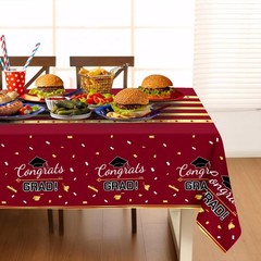 Childom 3 Pack Graduation Tablecloth,Graduation 54″ x 108″, Wine Red
