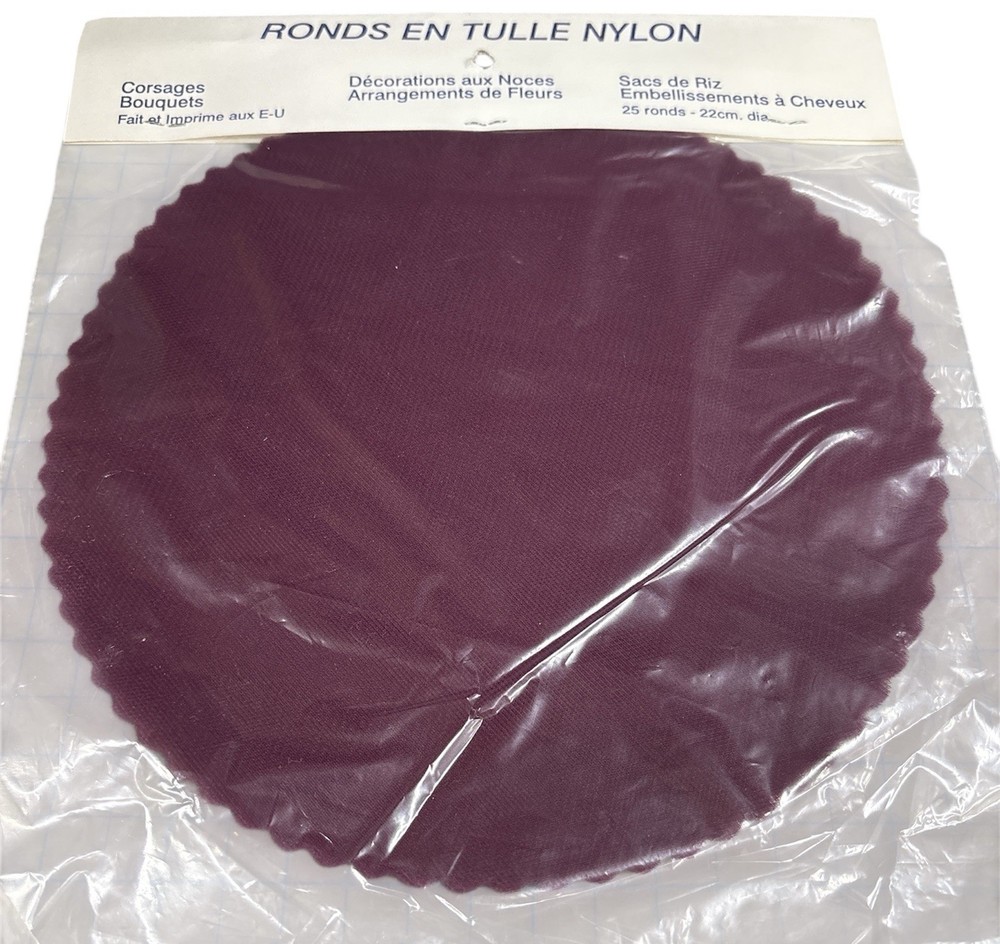100 pcs 9″ Scalloped Nylon Tulle CIRCLES for Wedding Baby Party Favors Burgundy
