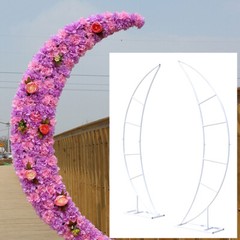 2PCS Metal Half Crescent Moon Wedding Arch Flower Stand Centerpieces Floral Rack