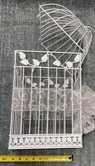 VINTAGE WHITE HANGING 16” BIRDCAGE WEDDING DECORATIVE SHABBY CHIC COTTAGECORE