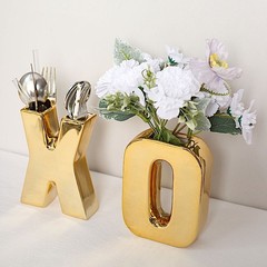 GOLD 6″ Ceramic N Symbol Flower VASE Table Centerpiece Party Events Decorations