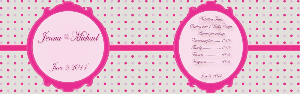 100 Pastel Wedding Pattern Anniversary Shower Water Bottle Labels 8″x2″ wrap