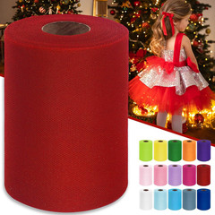 Red Tulle Fabric Roll 6 Inch by 100 Yards (300 Feet) Sheer Tulle Ribbon for Chri