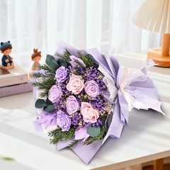 Magic Ants Preserved Roses Real Flowers Last 3 Years No Water Purple and Pink