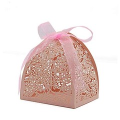 Pack of 100 Laser Cut Rose Candy 1 Count (Pack of 100) Pink (Rose box 100)