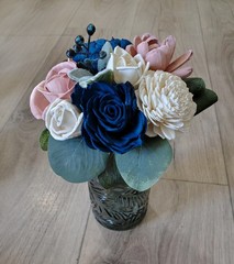 Pink Navy Blue Wedding Centerpieces for Jars Sola Wood Flower Bouquets Shower