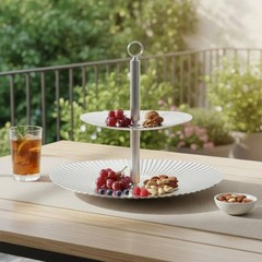 2 Tier Fruit Tray Modern Design Home Storage Space Saving for Dining Table