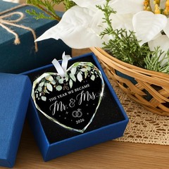 Heart-Shaped Just Married Ornament 2026 | Perfect First Christmas Gift