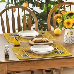 Sunflower Bee Flower Polka Dot Summer 12″ x 18″, Rectangular 4 Pcs Yellow
