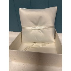 ivory Satin Ring Bearer Pillow taupe embroidered Floral Rhinestone Bow Wedding