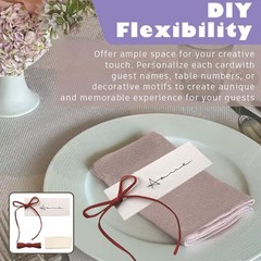 50 PCS Name Place Cards Table Setting Blank Wedding Ribbon 1.57 x 3.54 Inch Red