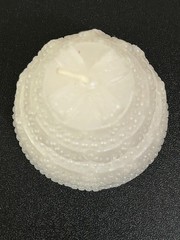 Wedding Cake Wax Candle Table Décor Topper White Anniversary Shower 2″