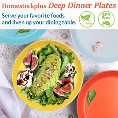 Homestockplus 10 Inch Large Plastic Dinner Plates Set Of 8 Wheat Straw Plates