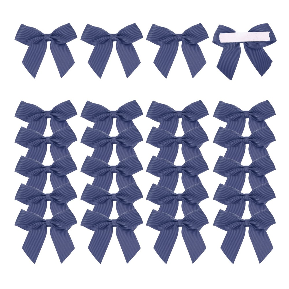 24Pcs Mini Grosgrain Ribbon Bow 2″ Self Adhesive Flower Bows Navy Blue