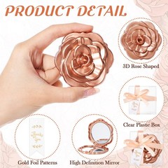 Beeveer 100 Set Rose Compact Mirrors Bulk Wedding Party Favors Gold