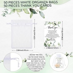 Unique 50 Sets Wedding Favors: Rustic Keychains with Thank You Cards & Bags