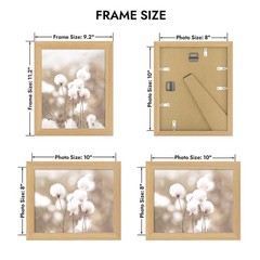 8×10 Oak Wood Picture Frame, Display 8 x 10 Photo with Tempered Glass Cover, …