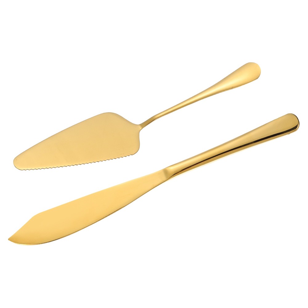 Wedding Cake Knife and Server Set Gold Cake Cutting Set 11/9 Inch