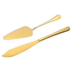 Wedding Cake Knife and Server Set Gold Cake Cutting Set 11/9 Inch