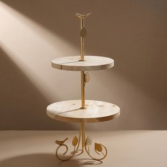 Double-Level Dessert Stand Decorative Dessert Stand Featuring Wooden Shelves