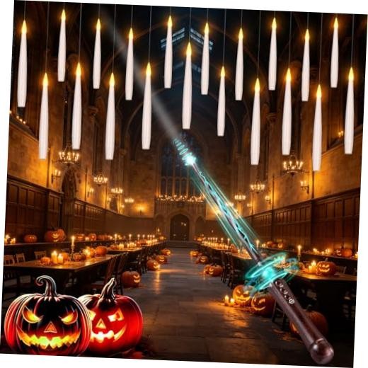 Floating Candles with Wand for Halloween Decorations: 20P-Floating Candles
