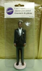 Wedding Cake Topper Classic African American Groom Black Suit Figure Decoration