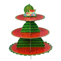 Cupcake Stand, 3 Tier Cute Summer Fruit Party Cardboard Round Watermelon