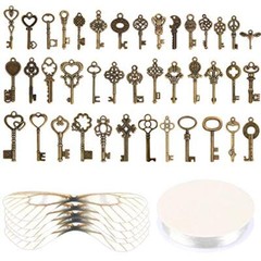 Set of 40 Flying Keys Charms, 40PCS Dragonfly Wings 40 DIY Vintage Skeleton