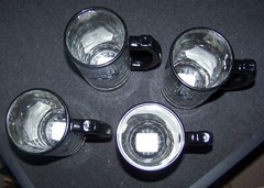 4 pc Team Groom handled clear glass tankard set Best Man Groomsman mugs