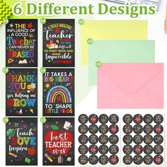 24 Pcs Thank You Cards for Teacher with Envelopes and Stickers Chalkboard App…
