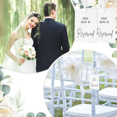 12 Pack Reserved Chair Signs with Ribbon for Wedding Party Restaurant This Row I