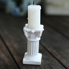 6 White Resin Mini Roman Column Taper CANDLE HOLDERS Set Party Events Supplies