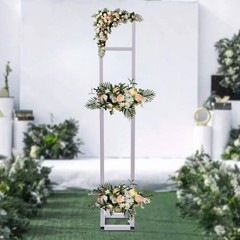 White Iron Wedding Arch Backdrop Stand Adjustable Freestanding Foldable