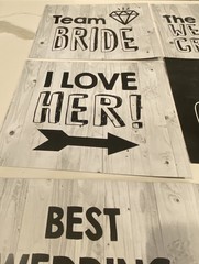Reverse Wedding Photo Booth Signs Set Rustic Black White Bride Groom Props