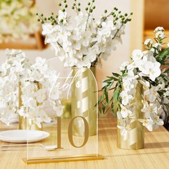 Arch Wedding Table Numbers 1-10 with Stands, Elegant Gold Number 5.5 x 7” Arc…
