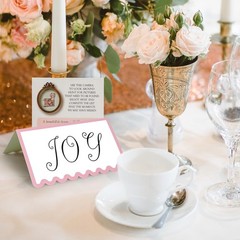 150 PCS Pink Blank Scalloped Tent Place Name Cards Table Setting 2×3.5 In