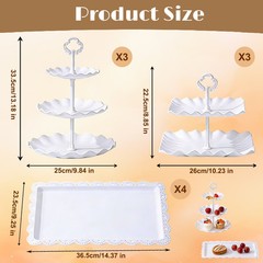 10 PCS Plastic Cake and Cupcake Stand Set, Cupcake Stand Holder, Dessert Table