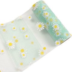 Daisy Glitter Tulle Rolls 6 Inch X 10 Yards (30 Feet) Green Color for Table Runn