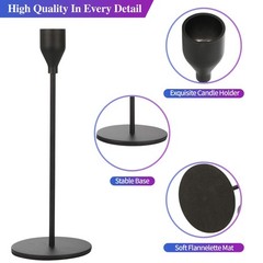 Anndason Set of 3 Black Candlestick Holders – S+M+L (3 Pcs/set),