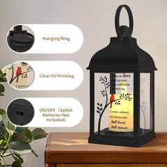 Memorial Lantern with Card – Sympathy Gift for Loss of Mom/Dad/Loved Black