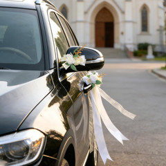 6 Pcs Ivory & White Rose Wedding Car Decoration Kit – Bouquet Door Handle & Rear