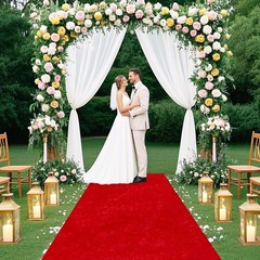 Red Carpet Runner 4FTx15FT Wedding Aisle Runners Velvet Aisle Runner for Cere…
