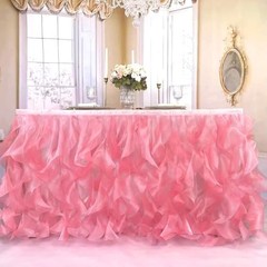 Luxury Organza Mesh Table Skirt Draping Floating Romance – Watermelon Red-6ft