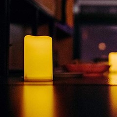 Waterproof Outdoor Battery Operated Flameless Candles Dark Ivory 3″x4″ 2 Pack
