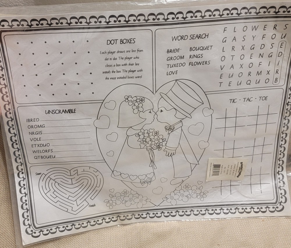 Wedding Themed Paper Placemats Party Supplies 12 Piece Set Oriental Trading
