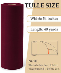 Burgundy Tulle Fabric Roll, 54″ X 40 Yards (120FT) Tulle for Wedding Decoration