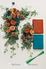 Ling’s Moment Teal Orange Artificial Wedding Arch Flowers Kit Pack of 4, 2pcs Ha