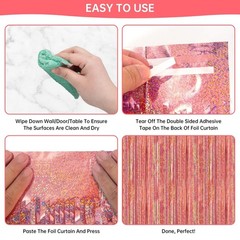 2 Pack 3.3 x 8.2 ft Tinsel Foil Fringe Backdrop Curtain, Upgraded Rose Gold G…